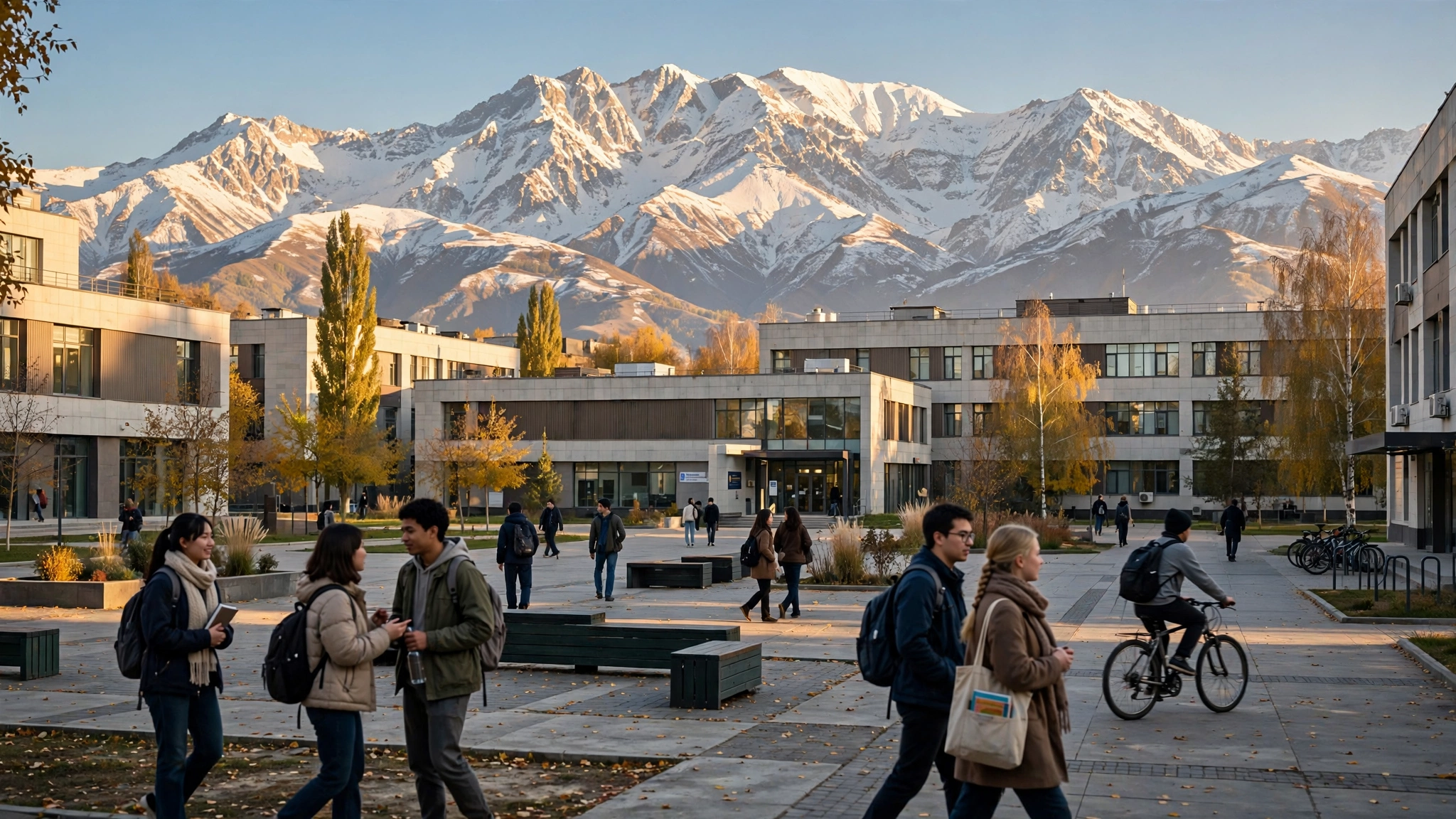 ACLAS campus in Bishkek with the Ala-Too mountains
